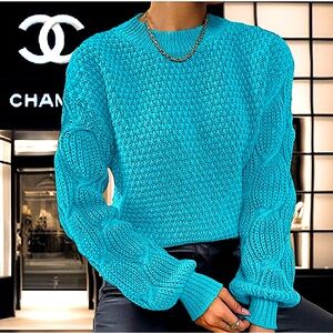 Caribbean Blue Bell Sleeved Sweater